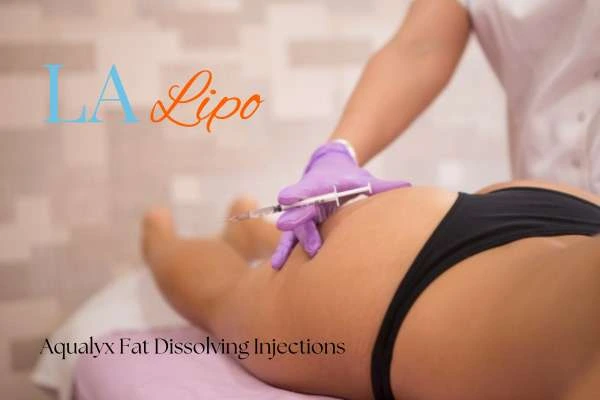 Woman having fat dissolving injections Swansea on thighs
