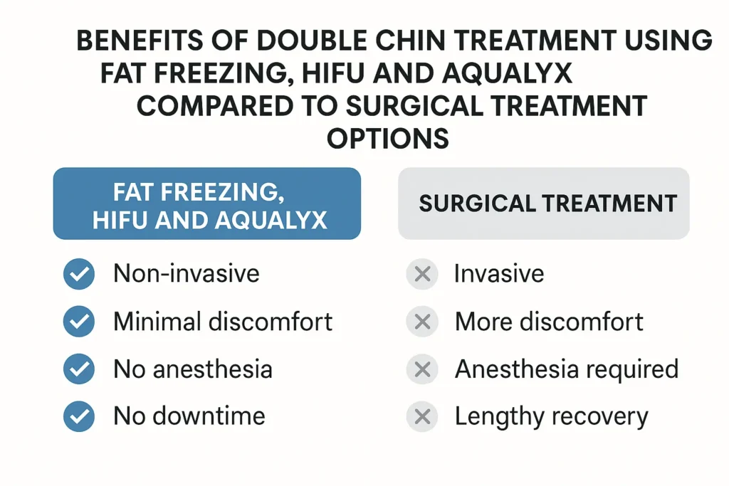 Graphic about the benefits of double chin treatment Swansea - from LA LIPO
