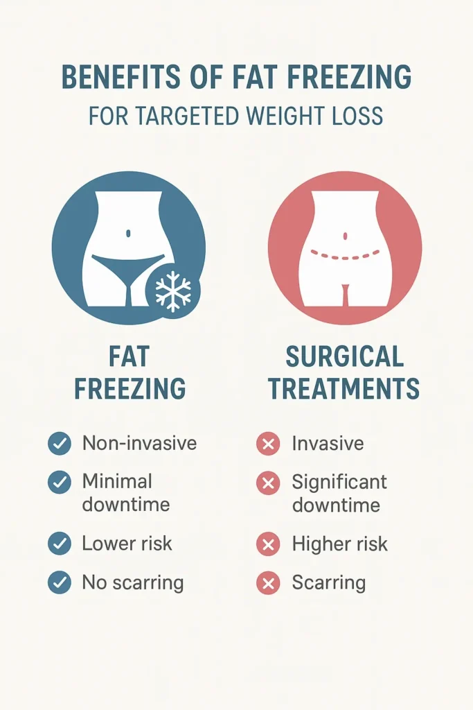 graphic showing the benefits of fat freezing Swansea
