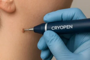 Person receiving skin tag removal Swansea