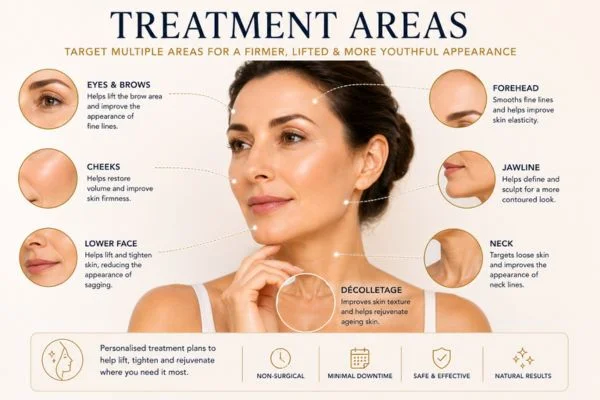 Areas of treatment for the ultimate lift tighten treatment Swansea
